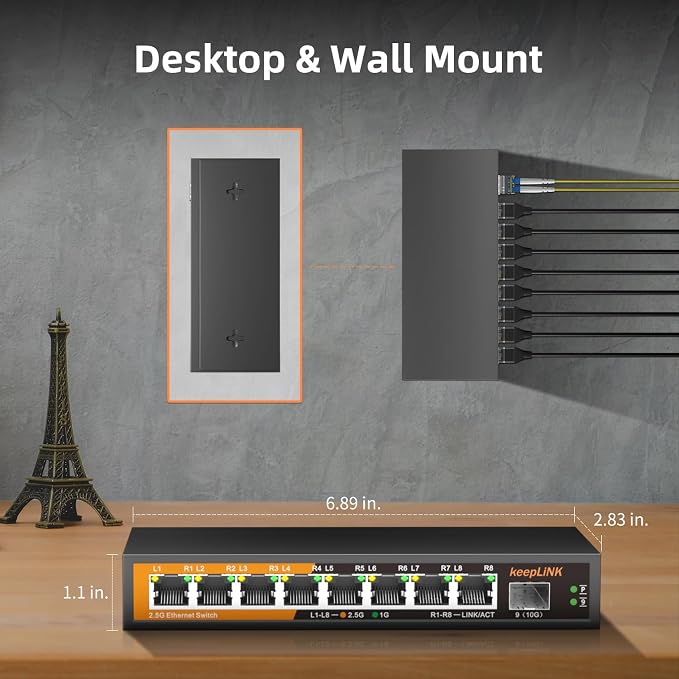 8 Port 2.5G Switch Unmanaged, Ethernet Switch