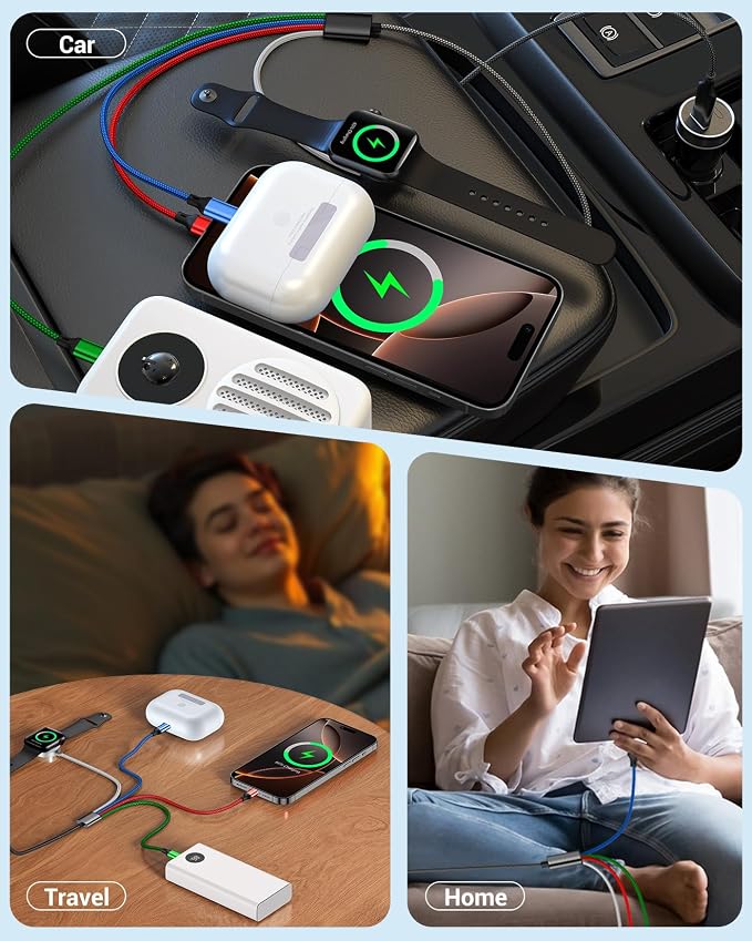 Temdan for Apple Watch Charger, 4 in 2 USB C Cable for iPhone 16 Charger/Type
