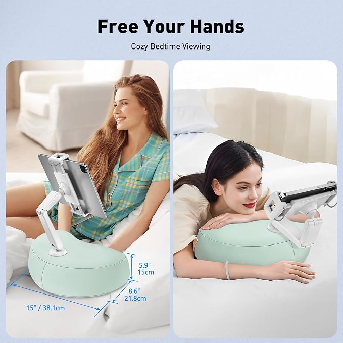AboveTEK Tablet Pillow Stand for Bed, Hands-Free 360° Adjustable iPad Pillow