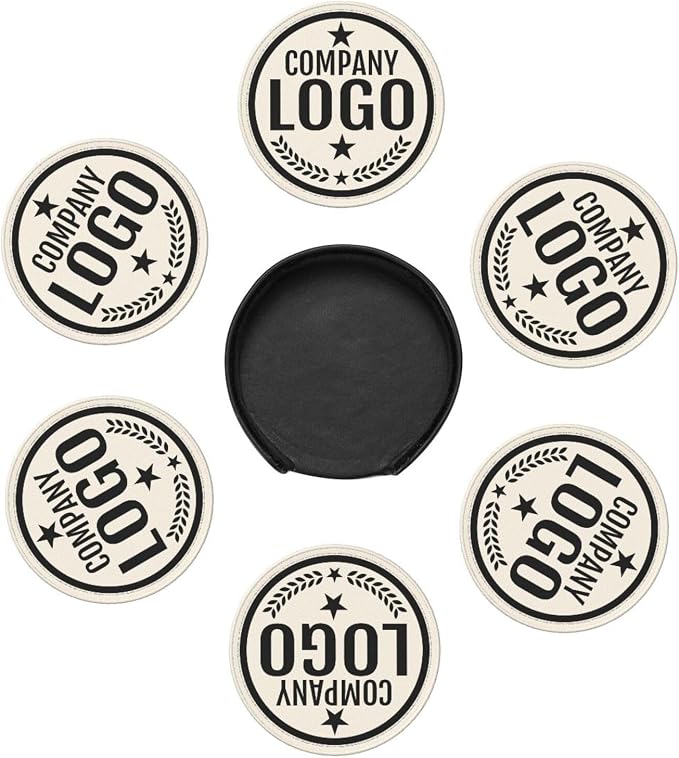 Custom Leather Coasters with Logo