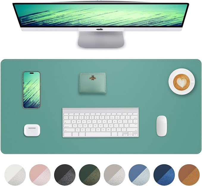 Leather Desk Pad Protector, Mouse Pad, Office Mat, Non-Slip PU Leather Blotter