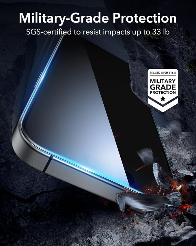 ESR 3 Pack for iPhone 16 Pro Privacy Screen Protector, Anti-spy Tempered-Glass