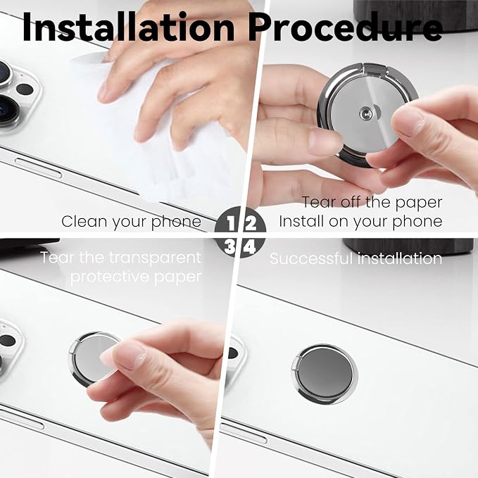 Metal Cell Phone Ring Holder Finger Ring Stand, 360 Degree Rotation Ring