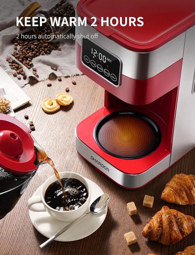 SHARDOR 10-Cup Programmable Coffee Maker, Regular & Strong Brew Drip Coffee