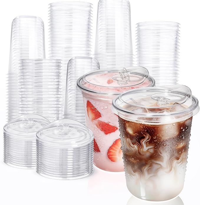 Fit Meal Prep 100 Pack 16 oz Round Bottom Clear Plastic Cups