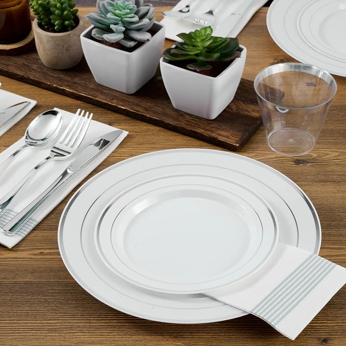 FOCUSLINE 600 Ct Silver Dinnerware Set