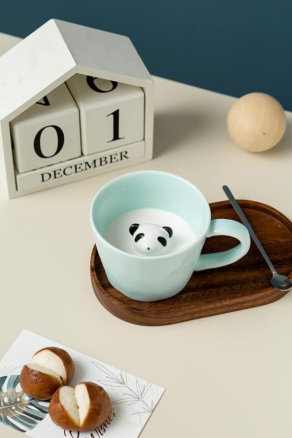 DIHOclub Panda Ceramic Cup Hidden 3D Animal Inside Mug, Cute Cartoon Handmade