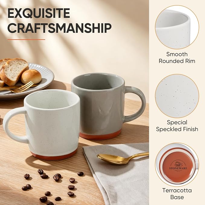E-far Ceramic Coffee Mug Set of 4, 12oz Stoneware Coffee Cup