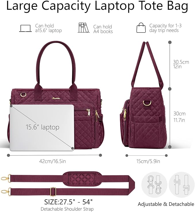 Bagstellar Teacher Tote Bag for Women, 15.6" Laptop Work Tote Computer Bag |
