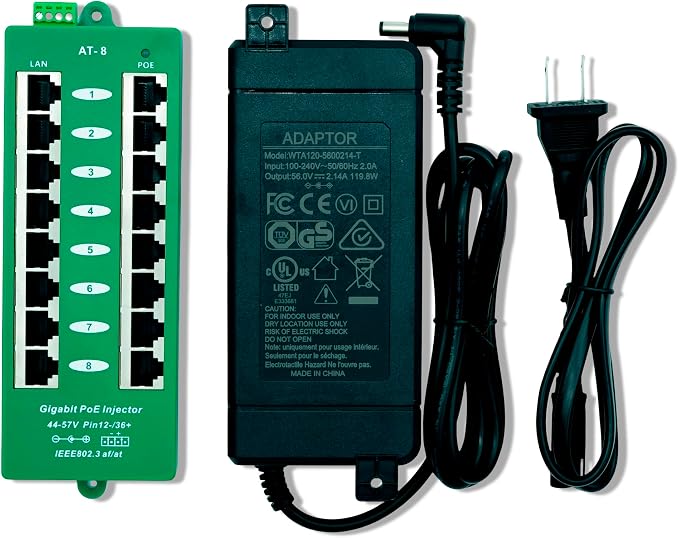PoE Texas 8 Port PoE/PoE+ Active Mode A Injector