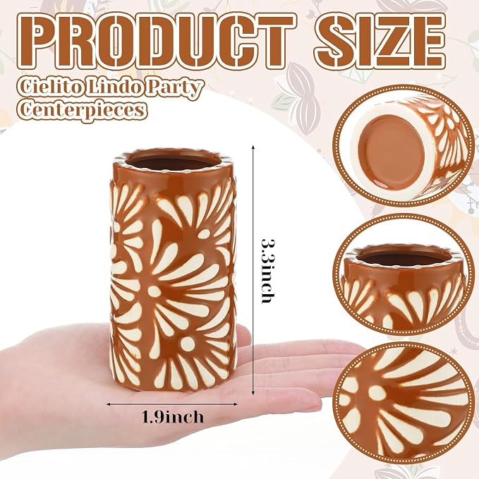 24 Set Cielito Lindo Party Favors, Terracotta, Handleless | Mexican Tequila