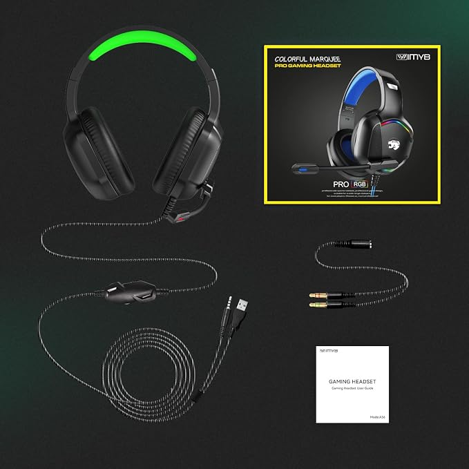 Gaming Headset with Microphone for Pc, Xbox One Series X/s, Stereo Wired Noise