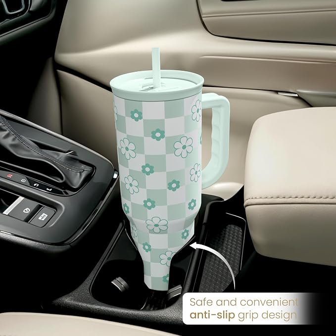 SANDJEST 40oz Daisy Flower Tumbler