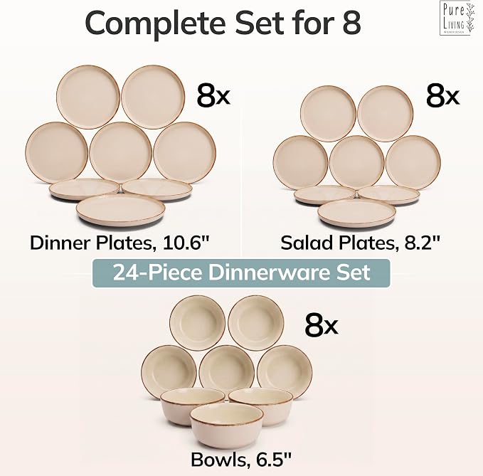 24 Piece Stoneware Dinnerware Set
