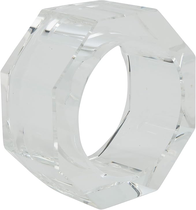 SARO LIFESTYLE Octagonal Crystal Glass Napkin Ring