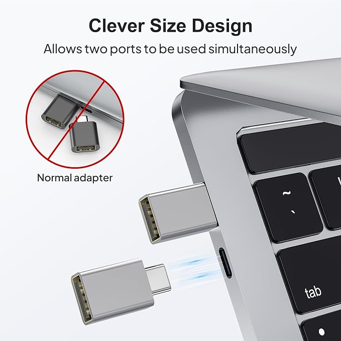Elebase USB C Adapter for New iPhone 16 4Pack, USBC Male to USB 3.0 Female