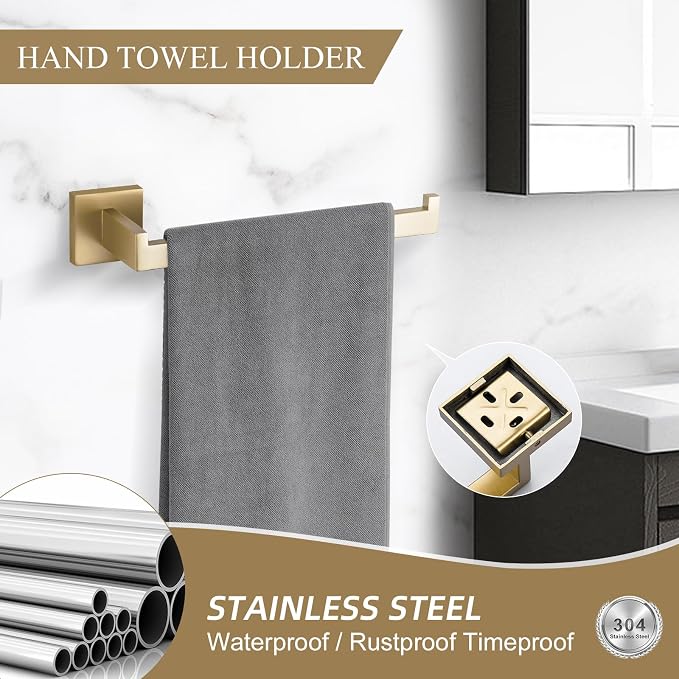 Brushed Gold Bathroom Accessory Set 4-Pieces Bathroom Hardware