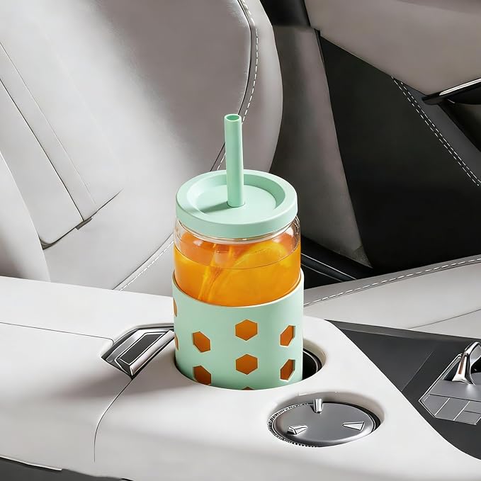 Mrsdry 16 oz Glass Cups with Lids and Straws