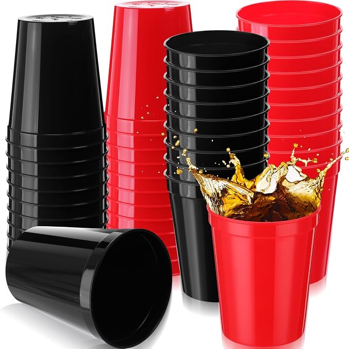 Yungyan 50 Pack 16 oz Stadium Cups Reusable Plastic Cups Blank Drink Stadium