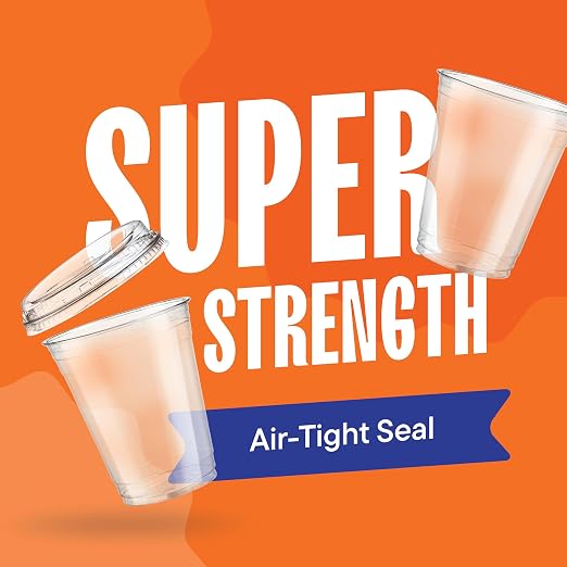 16 oz Clear Plastic Cups with Strawless Sip Lids
