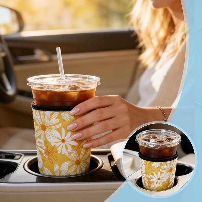 Cobetech Iced Coffee Sleeve Reusable, 3 Pack Neoprene Coffee Cup Sleeves