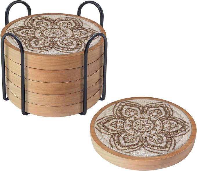 Boho Coasters Set of 6, Eykao Cup Coasters