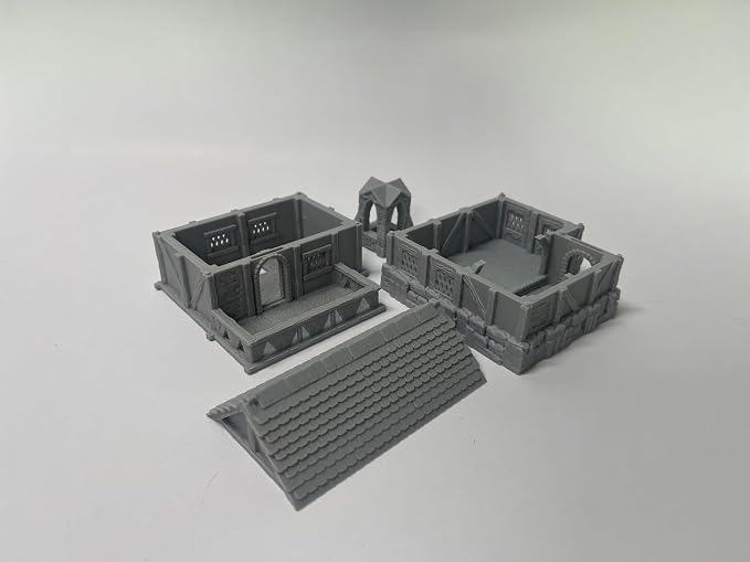 Paintable Tabletop Miniature Little Town Building Terrains Compatible - 18mm