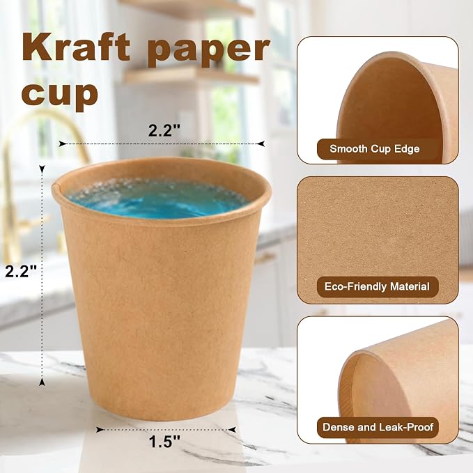 BYSNOW 400 Pack 3 oz Kraft Paper Cups, Small Disposable Bathroom Cups |