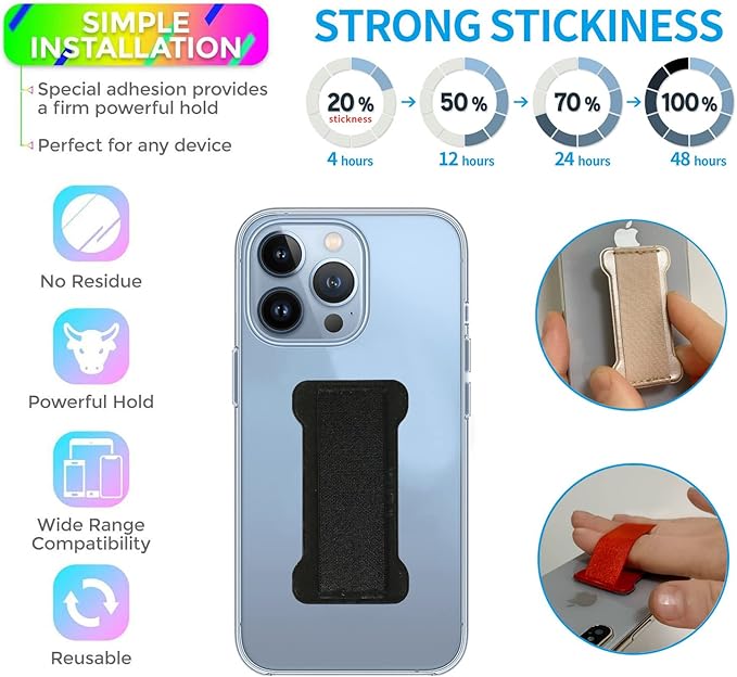 Phone Grip Holder for Hand, Universal Finger Strap Phone Holder, Finger Selfie