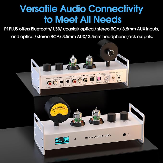 Douk Audio 2 Channel Bluetooth Vacuum Tube Preamp, Hi-Fi Headphone Amp