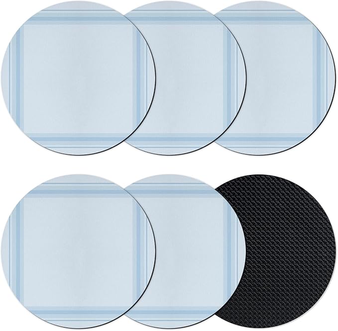 Light Blue Grid Coasters Set of 6 Absorbent Coasters