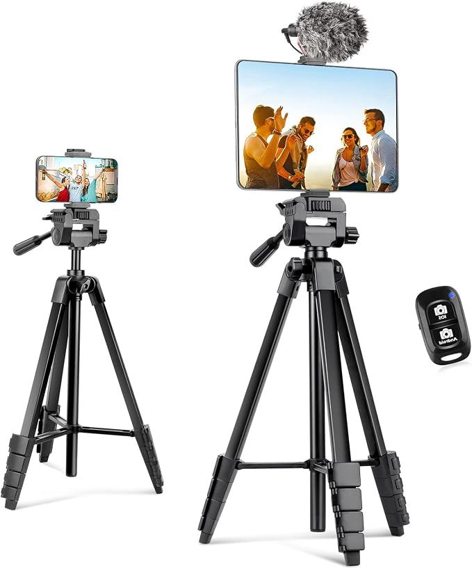 Aureday Phone Tripod Stand, 64” Extendable Cell Phone&Camera Tripod