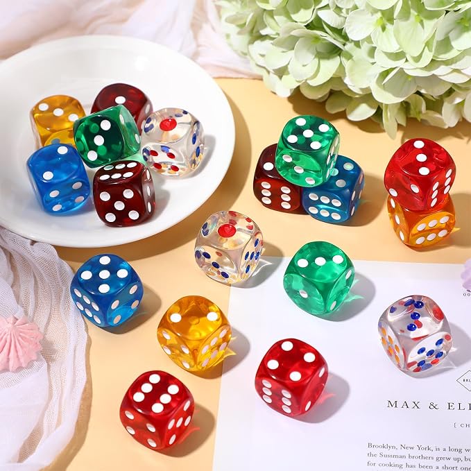 18 Pcs Casino Theme Party Dice Large Opaque Jumbo Acrylic D6 Dice