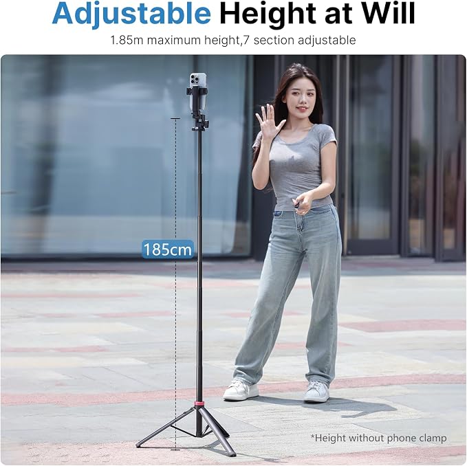 ULANZI MT-78 Extendable Phone Tripod, Metal 72.83" Selfie Stick Camera Tripod