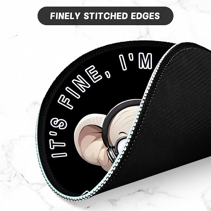 ITNRSIIET Round Mouse Pad with Stitched Edge Premium-Textured Waterproof