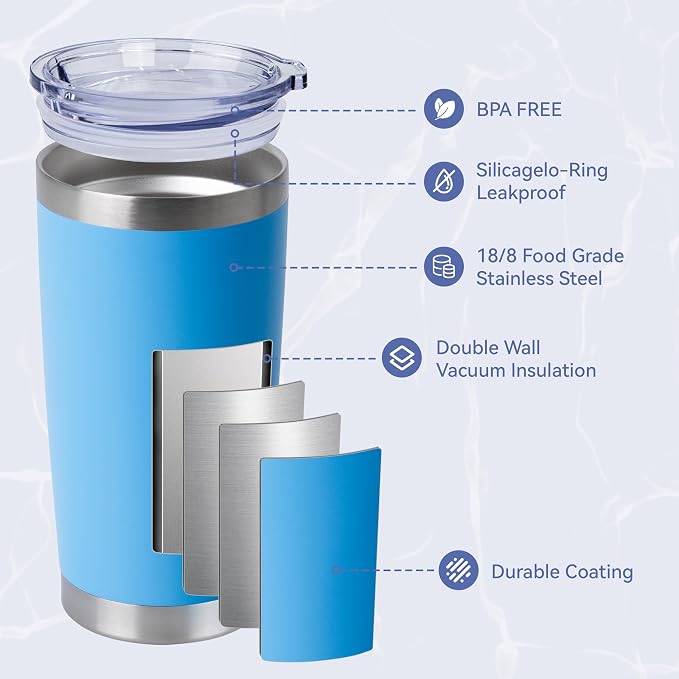 HASLE OUTFITTERS 20oz Stainless Steel Tumblers Bulk, Insulated Travel Cup