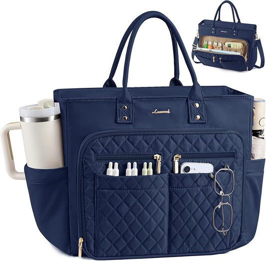 LOVEVOOK Tote Bag for Women, Teacher Nurse Work Laptop Bag, Quilted Bible