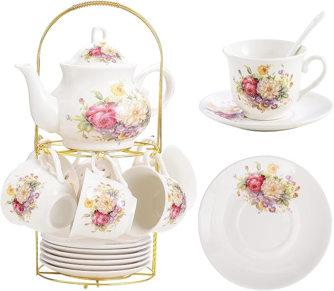 20-Pieces Porcelain Tea Sets For Women, Tea Set For Adult