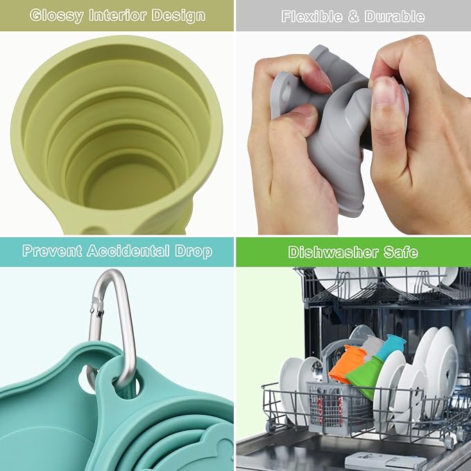 IYYI Collapsible Cup for Traveling, Silicone Foldable Cup, Camping Mug