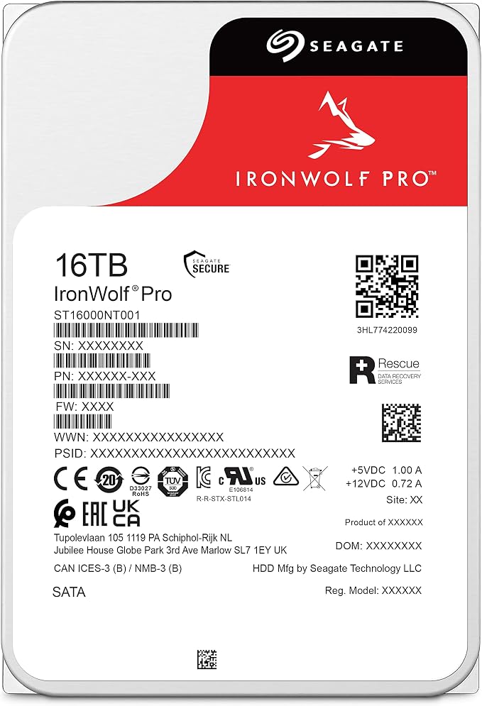 Seagate IronWolf Pro, 16 TB, Enterprise NAS Internal HDD –CMR 3.5 Inch