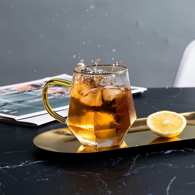 AEFPOYMXU 4pcs Crystal Clear Glass Coffee Cups Set
