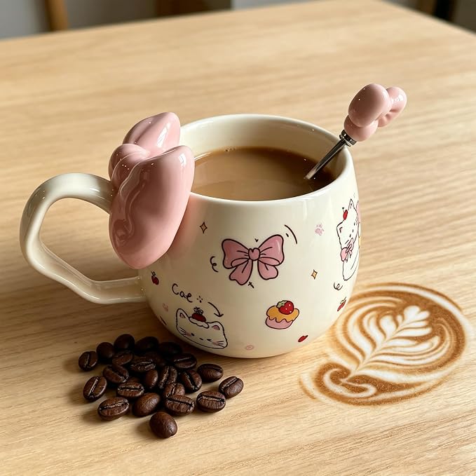 DTIUYIOP-Cute WhiteCat Ceramic Coffee Mug