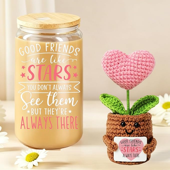 MUJUZE Friendship Gifts for Women, Glass Cup Gift Set for Best Friends | Gifts