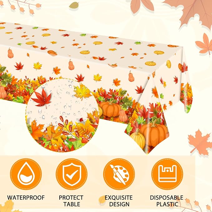 41Pcs Thanksgiving Party Decorations, Fall Paper Plates Napkins Tablecloth