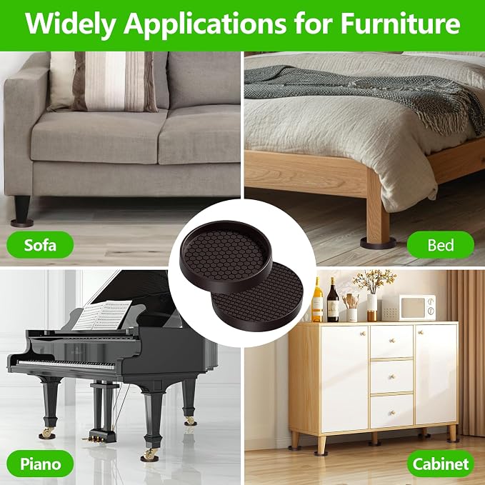 Non Slip Furniture Pads- 3"x3" Round Anti Skid Caster Cups Furniture Coasters
