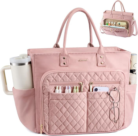 LOVEVOOK Tote Bag for Women, Teacher Nurse Work Laptop Bag, Quilted Bible