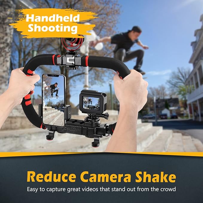 Zeadio Camera Smartphone Stabilizer, Handle Grip Handheld Video Rig,