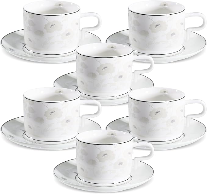 fanquare 7 Ounces Bone China Teacup and Saucer Set
