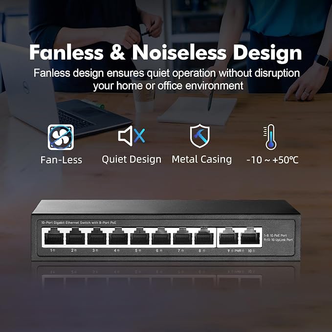 YuLinca 10 Port Mini Gigabit PoE Switch