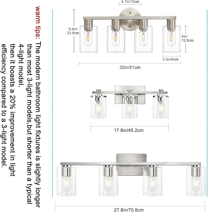 4 Light Bathroom Vanity Light